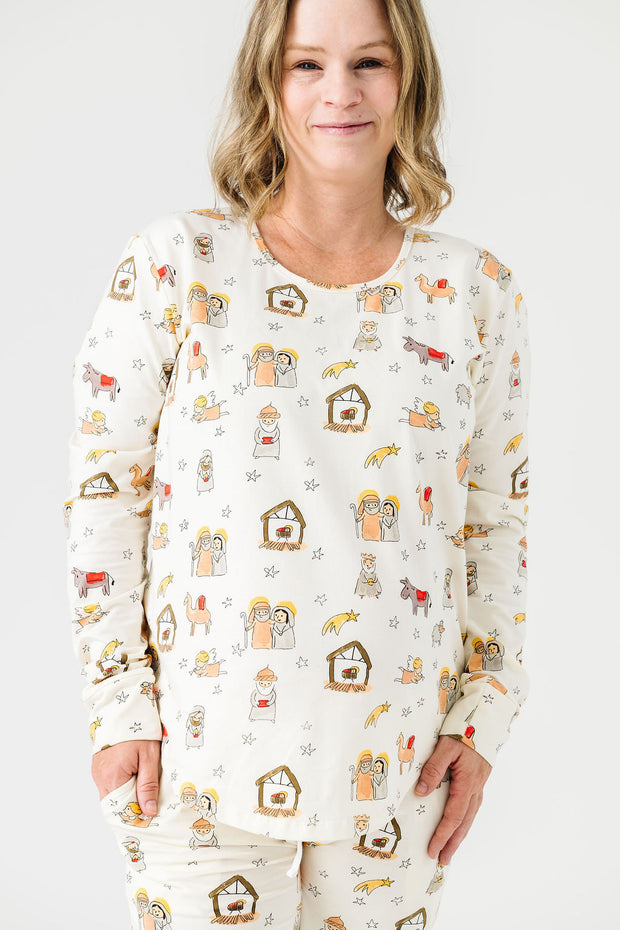 Away in a Manger Womens Jogger PJ Set Cotton