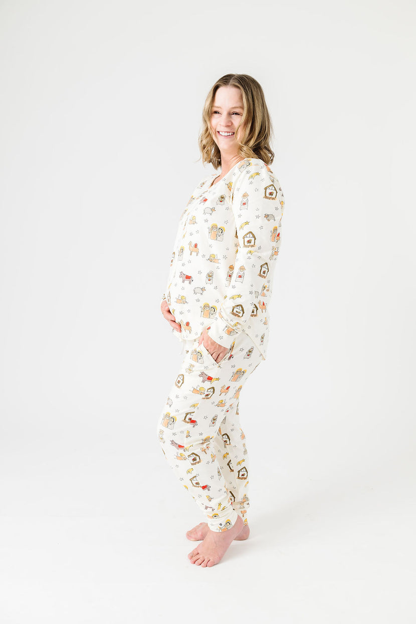 Away in a Manger Womens Jogger PJ Set Cotton