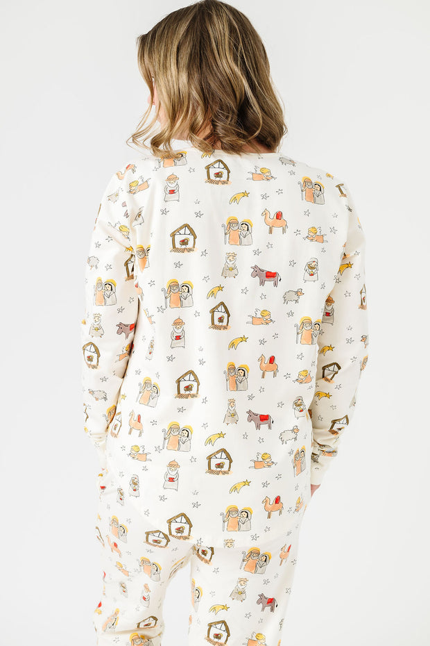 Away in a Manger Womens Jogger PJ Set Cotton