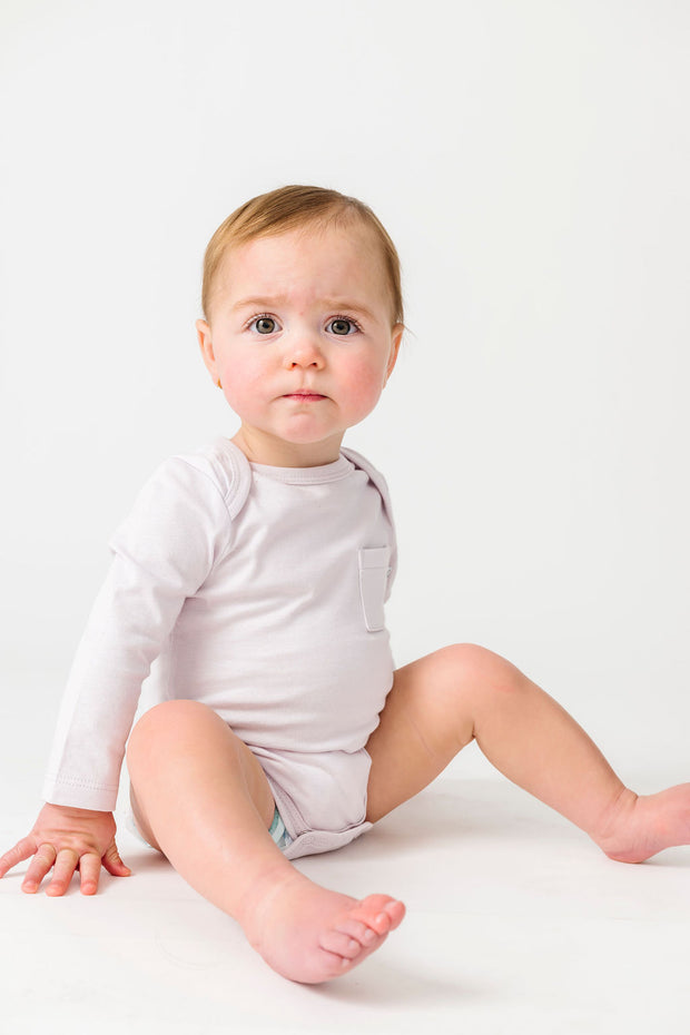 Baby Orchid Prayer Pocket Bodysuit | Long Sleeve