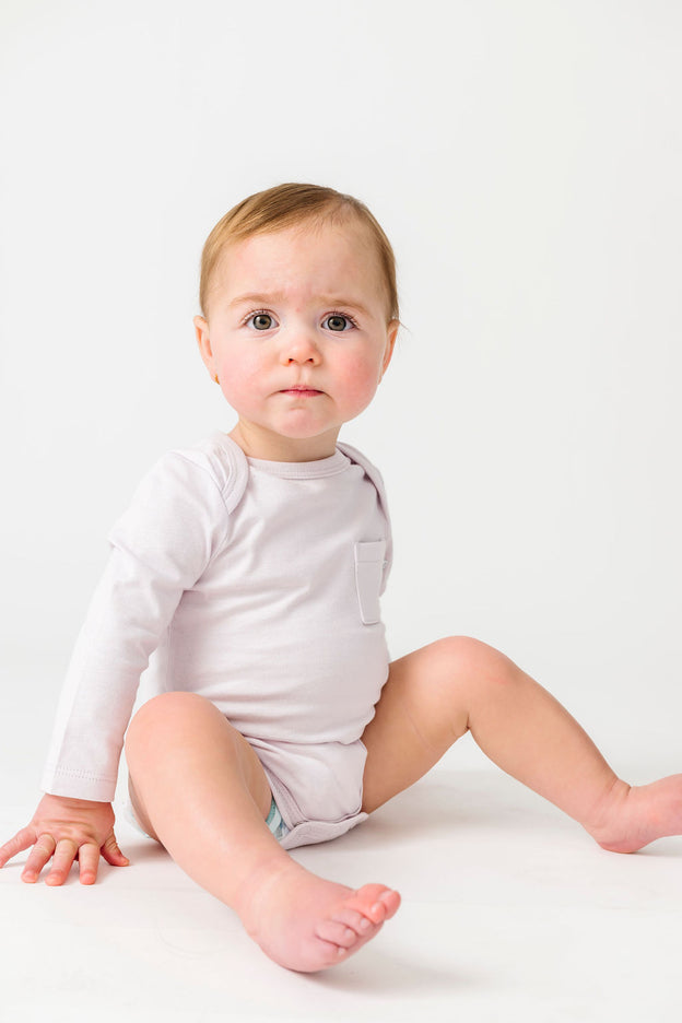 Baby Orchid Prayer Pocket Bodysuit | Long Sleeve
