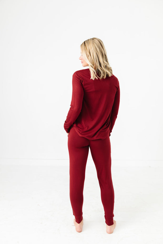 The Lord is My Strength Red PJ Womens Long Sleeve Jogger Set Bamboo