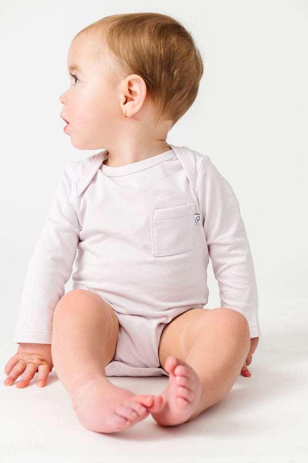 Baby Orchid Prayer Pocket Bodysuit | Long Sleeve