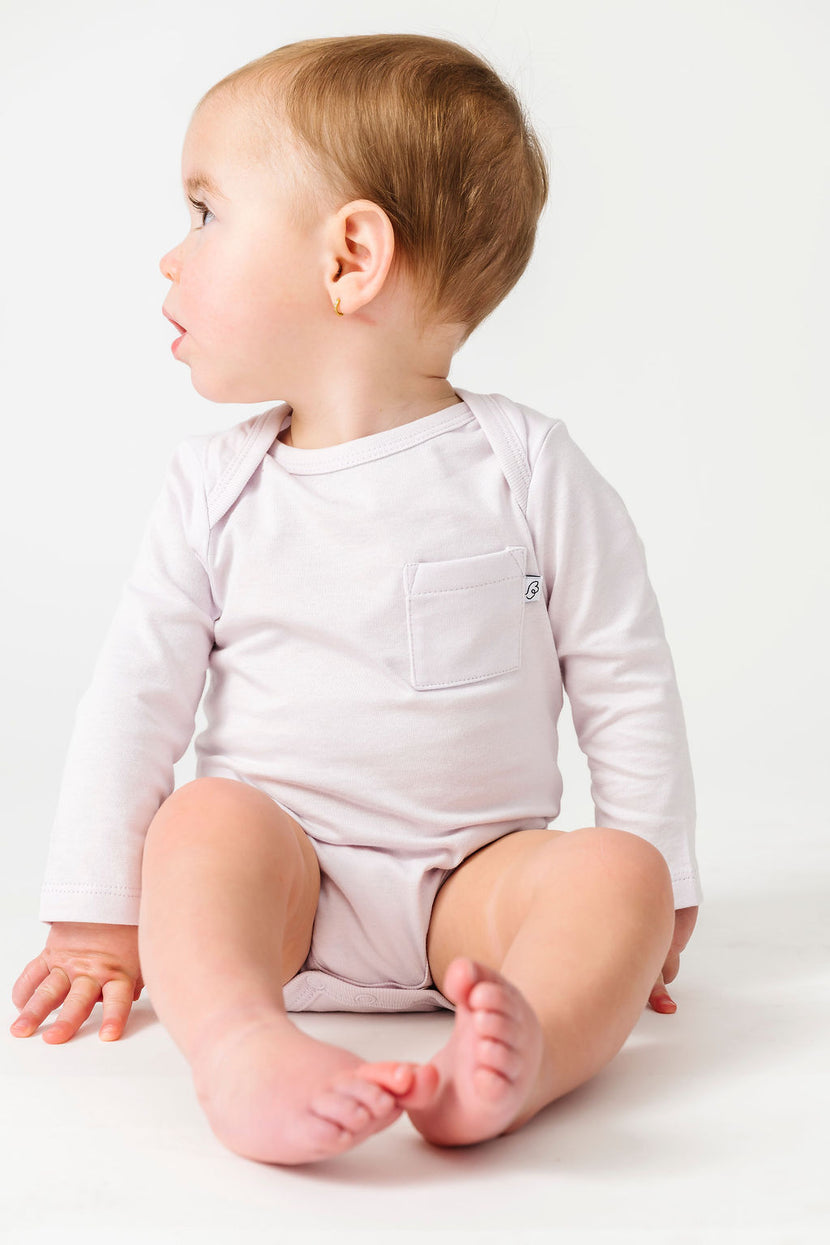 Baby Orchid Prayer Pocket Bodysuit | Long Sleeve