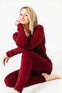 The Lord is My Strength Red PJ Womens Long Sleeve Jogger Set Bamboo