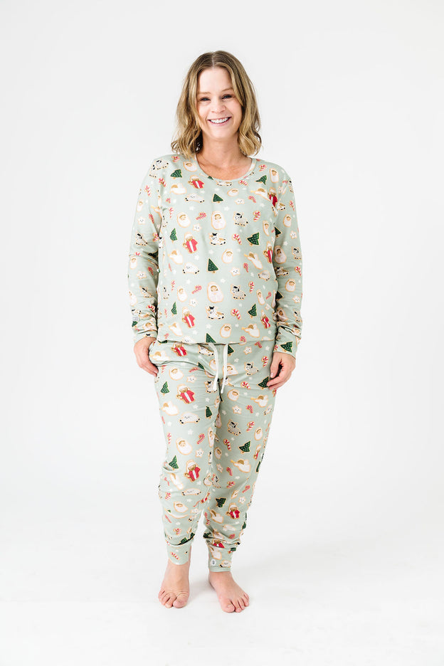 Gingerbread Jesus PJ Womens Long Sleeve Jogger Set Cotton