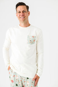 Gingerbread Jesus PJ Mens Long Sleeve Jogger Set Cotton