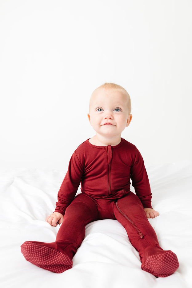 The Lord is My Strength Red PJ Footed Onesie Bamboo