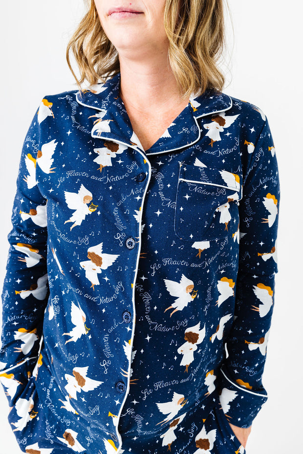 Heaven & Nature Sing PJ Womens Notch Collar Set Cotton
