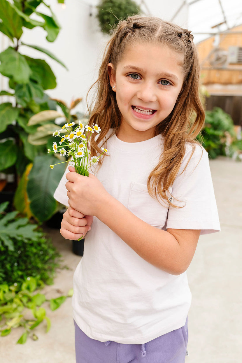 Kids Orchid Prayer Pocket T-Shirt | Short Sleeve