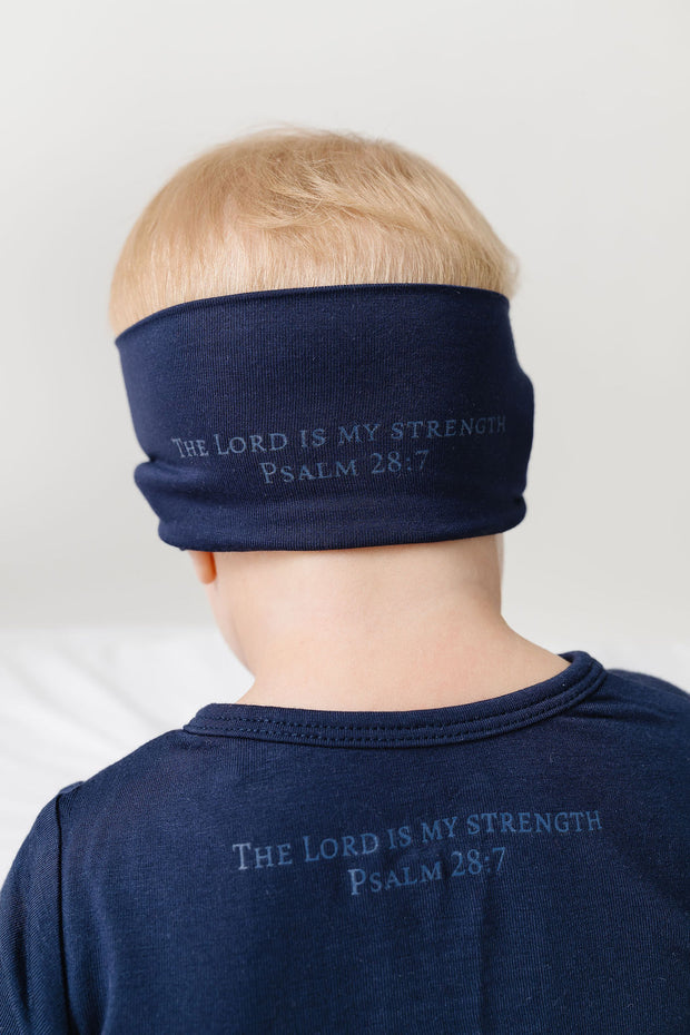 The Lord is My Strength Navy Headband Bamboo