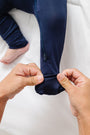 The Lord is My Strength Navy PJ Footless Onesie Bamboo