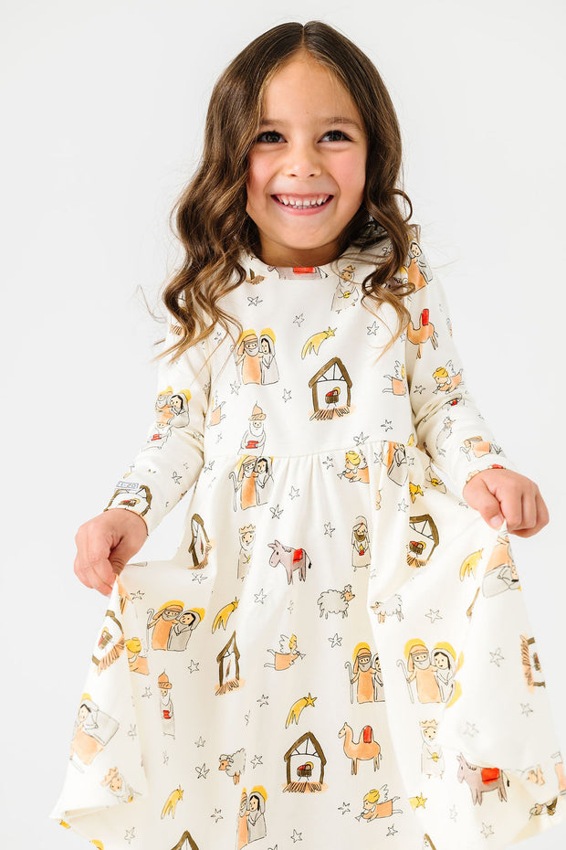 Away in a Manger Twirl Dress Cotton