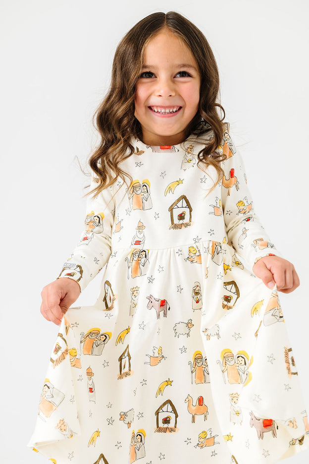 Away in a Manger Twirl Dress Cotton