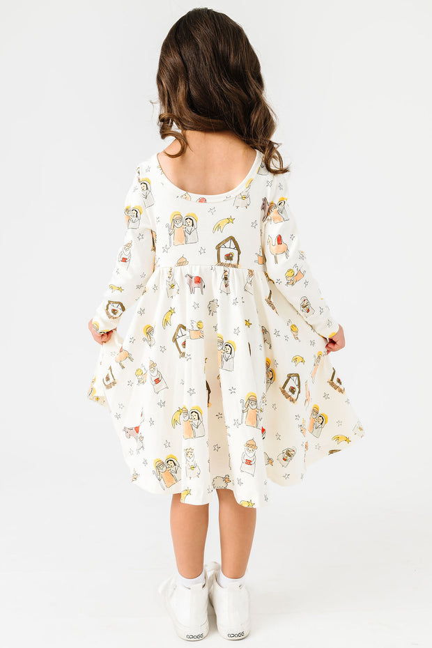 Away in a Manger Twirl Dress Cotton
