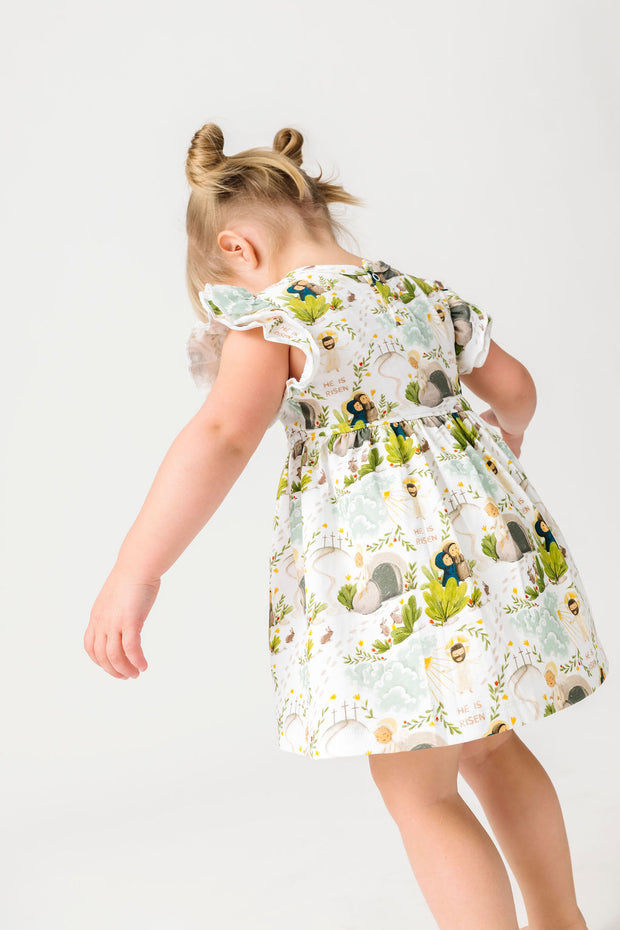 He Is Risen Twirl Dress Bodysuit Cotton | Short Sleeve