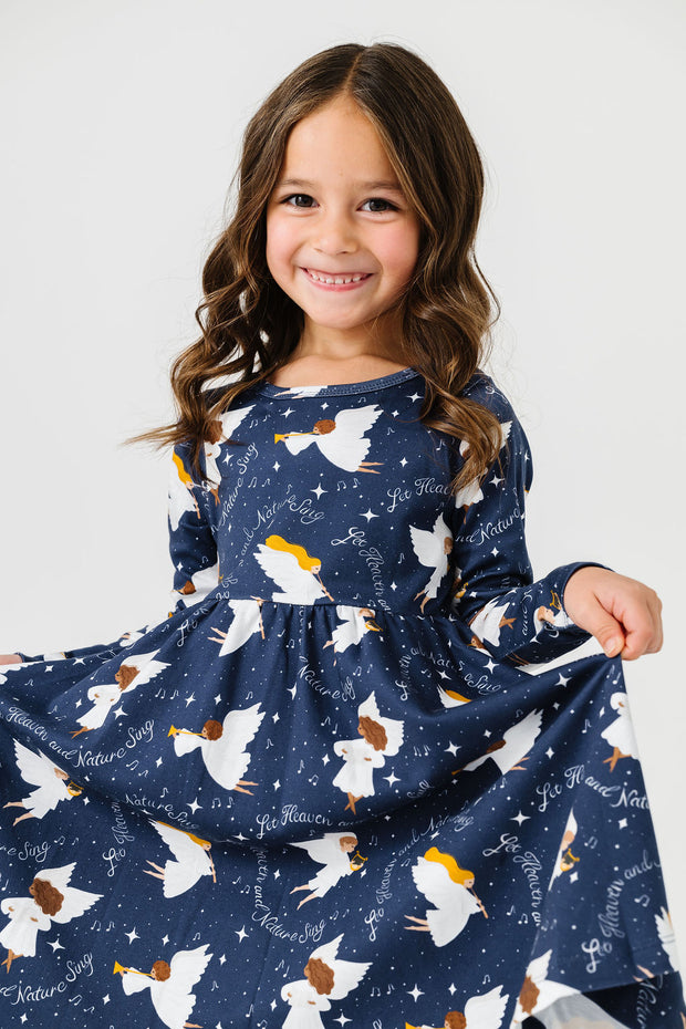 Kids Heaven & Nature Sing Twirl Dress Cotton | Long Sleeve