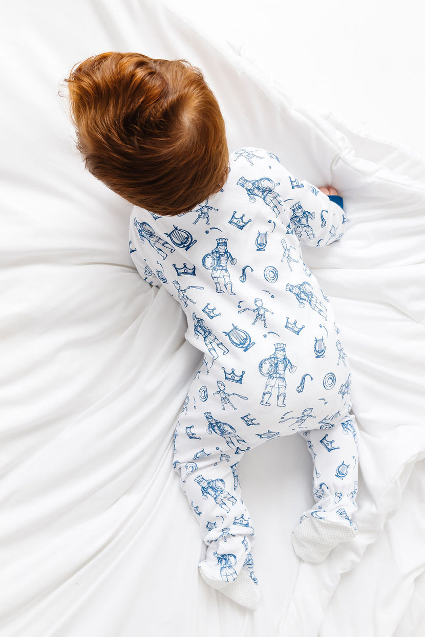 David & Goliath Blue PJ Footed Onesie Cotton