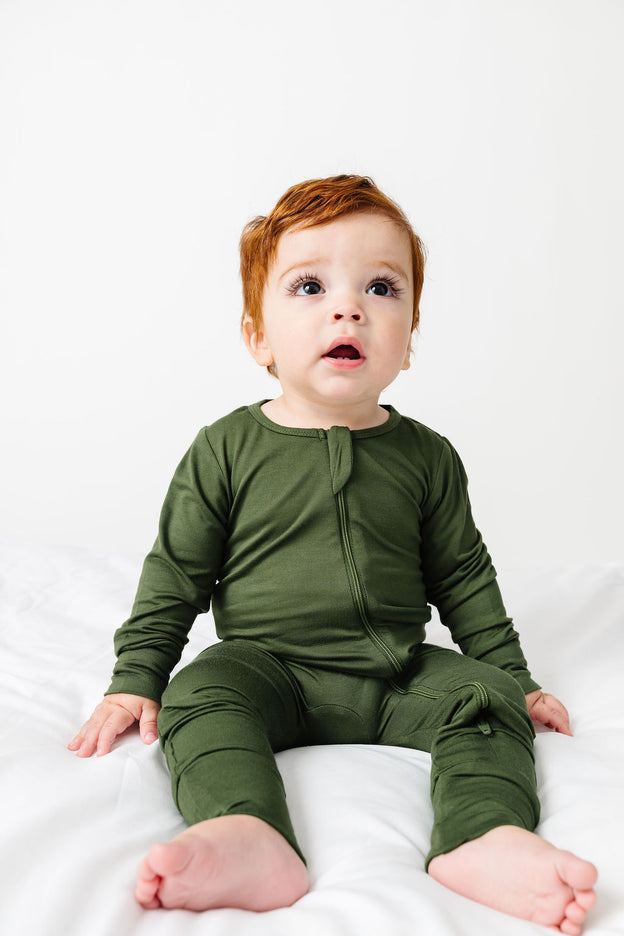 The Lord is My Strength Green PJ Footless Onesie Bamboo