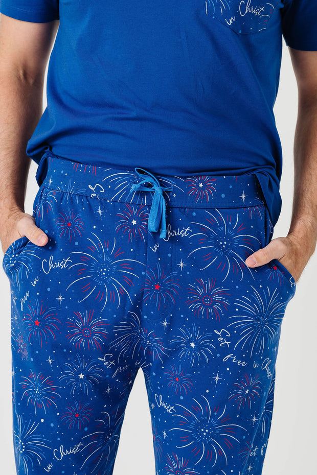 Set Free in Christ Mens PJ Jogger Set Cotton