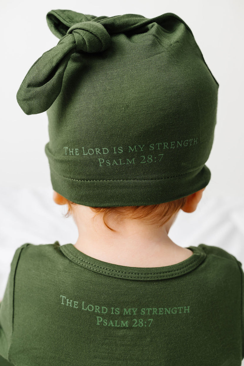 The Lord is My Strength Green Knotted Hat Bamboo