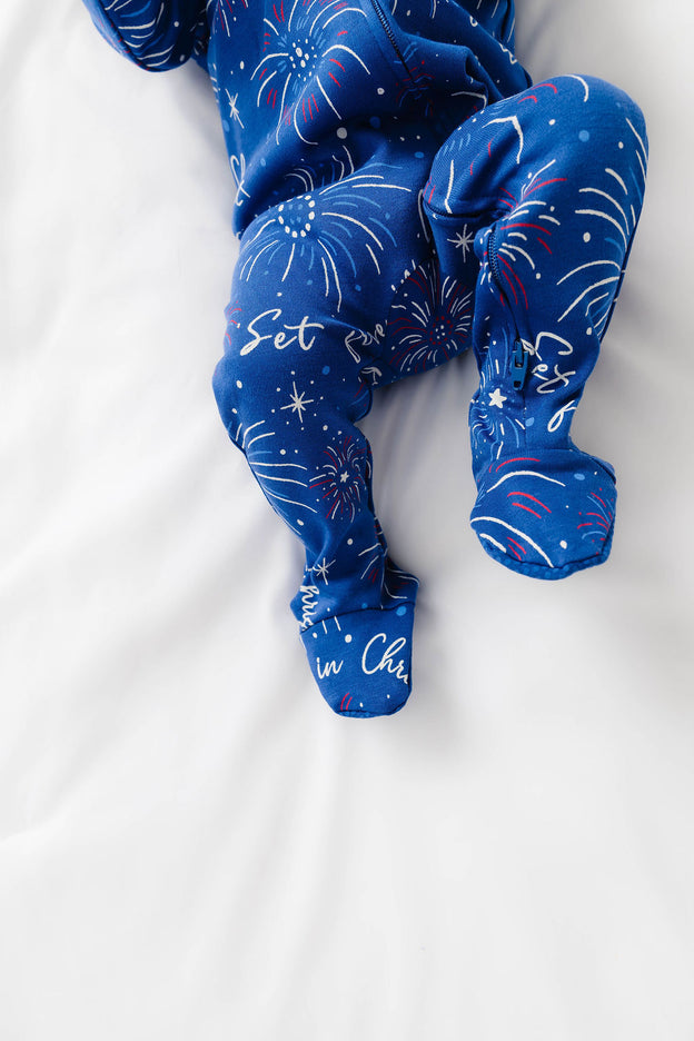 Set Free in Christ PJ Footed Onesie Cotton