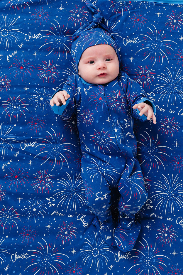 Set Free in Christ PJ Footed Onesie Cotton