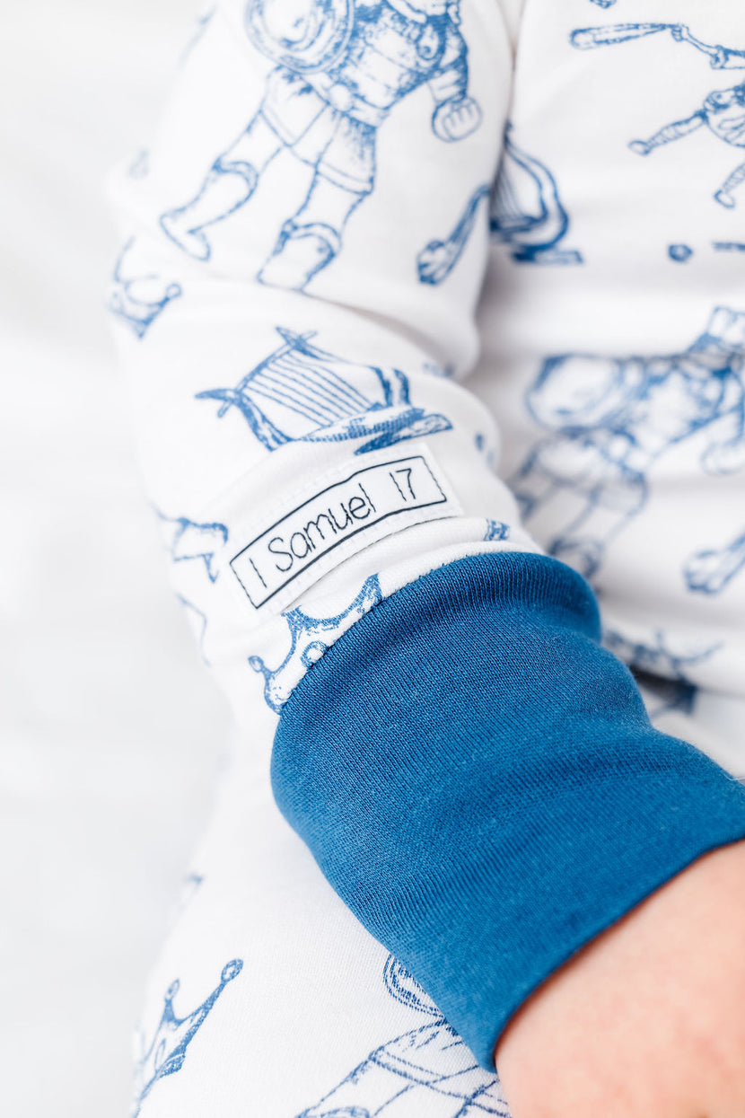 David & Goliath Blue PJ Footless Onesie Cotton