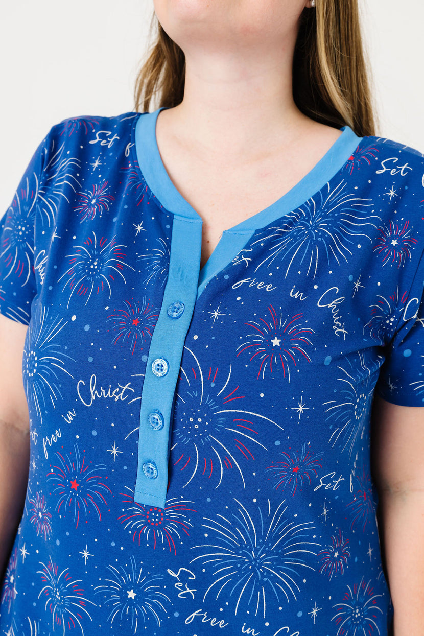 Set Free in Christ Womens PJ Nightgown Cotton