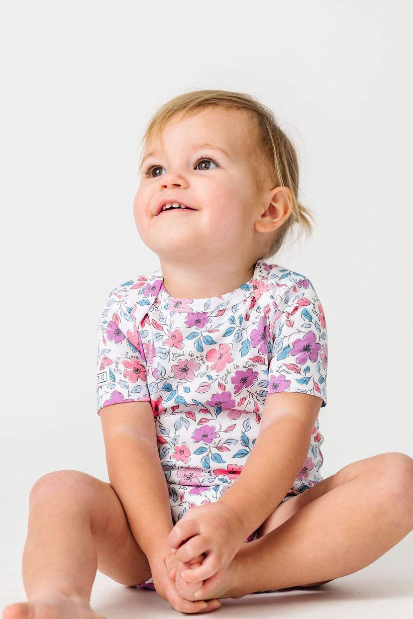 God is Love Short Sleeve Bodysuit Cotton
