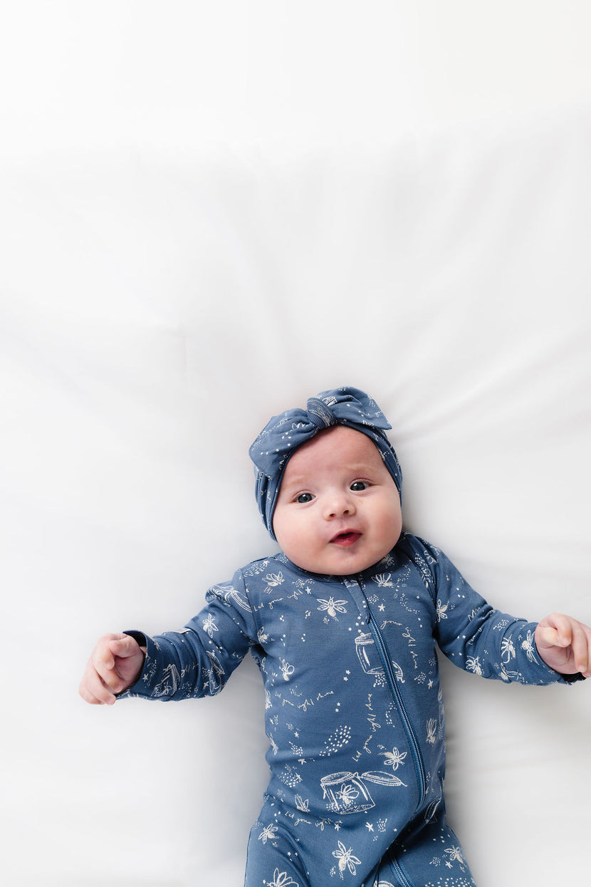 Let Your Light Shine Fireflies PJ Footed Onesie Bamboo