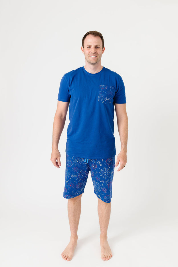 Set Free in Christ Mens PJ Shorts Set Cotton