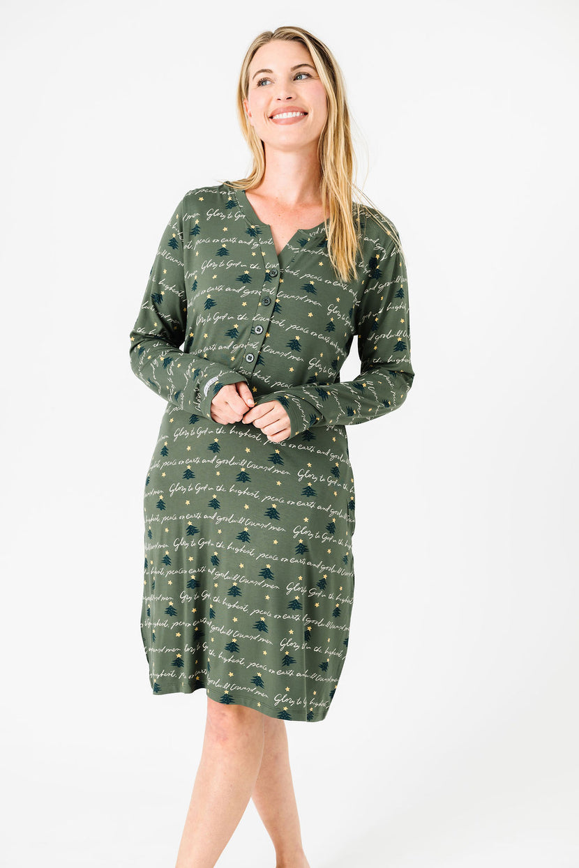 Glory to God Olive PJ Womens Nightgown Bamboo