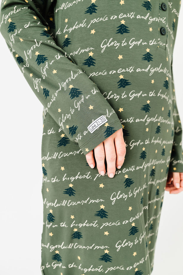 Glory to God Olive PJ Womens Nightgown Bamboo