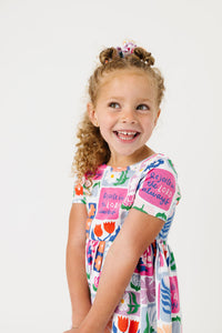 Kids Rejoice in the Lord Floral Twirl Dress Cotton | Short Sleeve