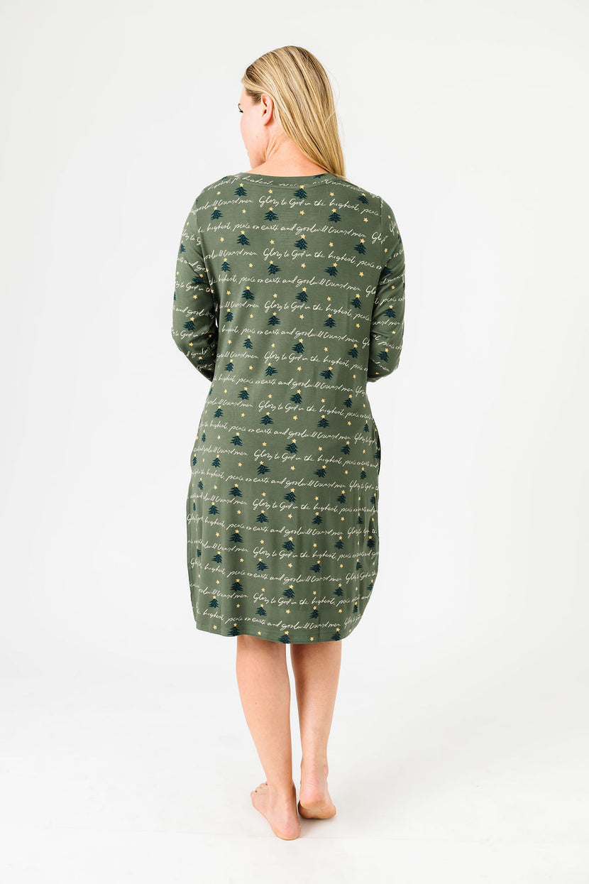 Glory to God Olive PJ Womens Nightgown Bamboo