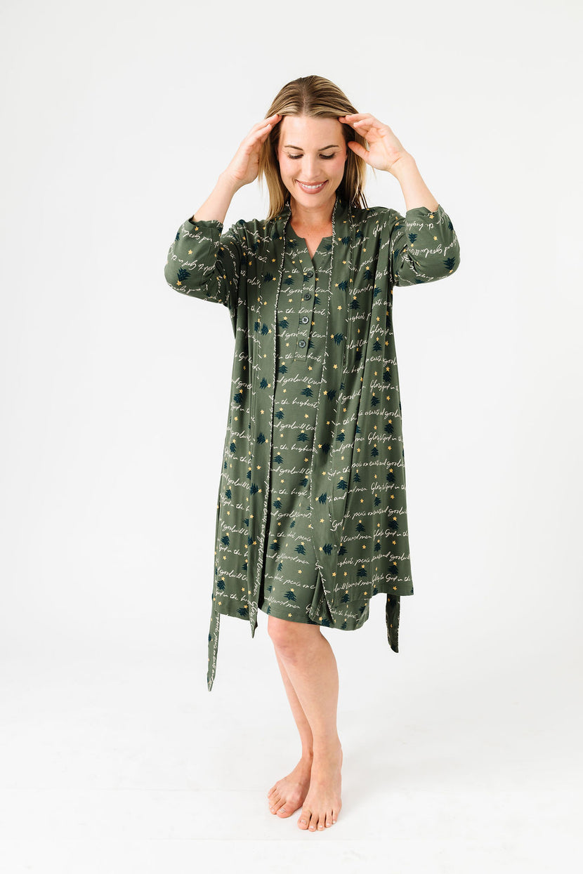Glory to God Olive PJ Womens Robe Bamboo