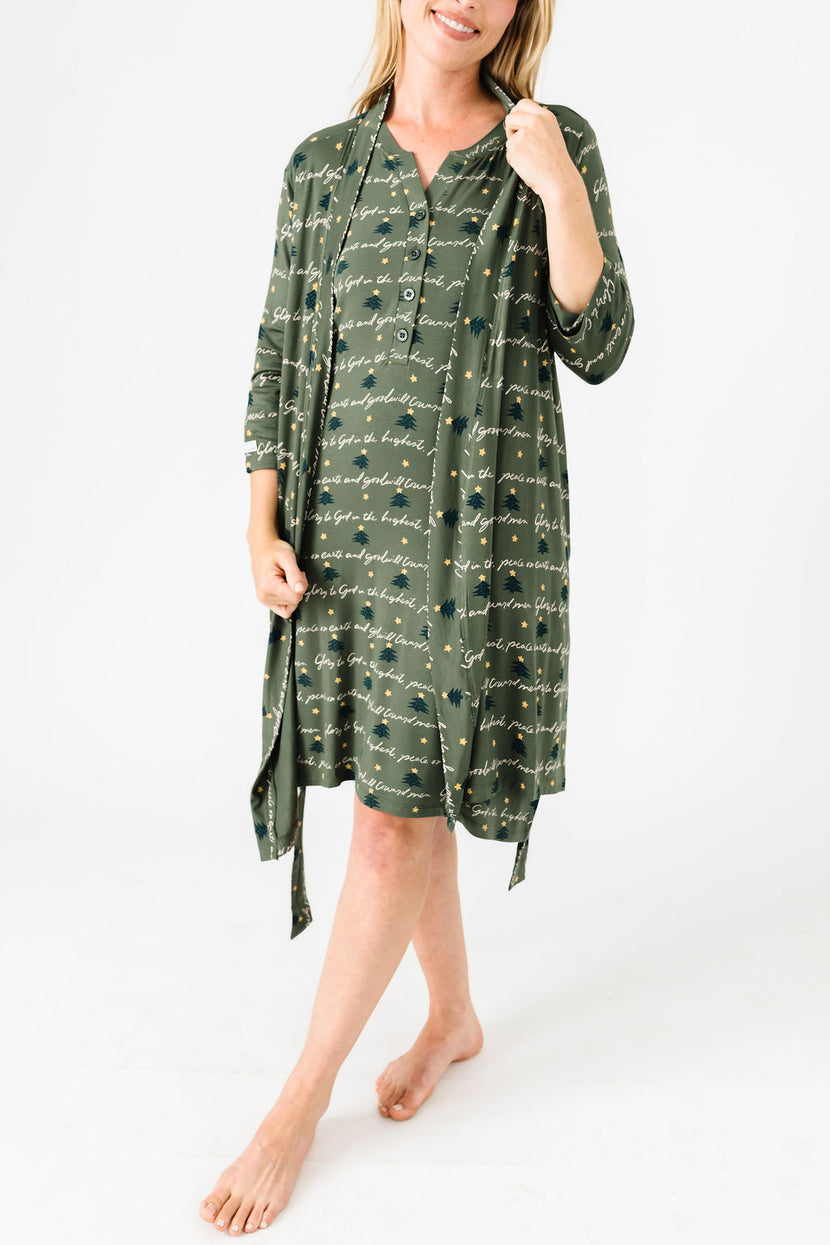 Glory to God Olive PJ Womens Robe Bamboo