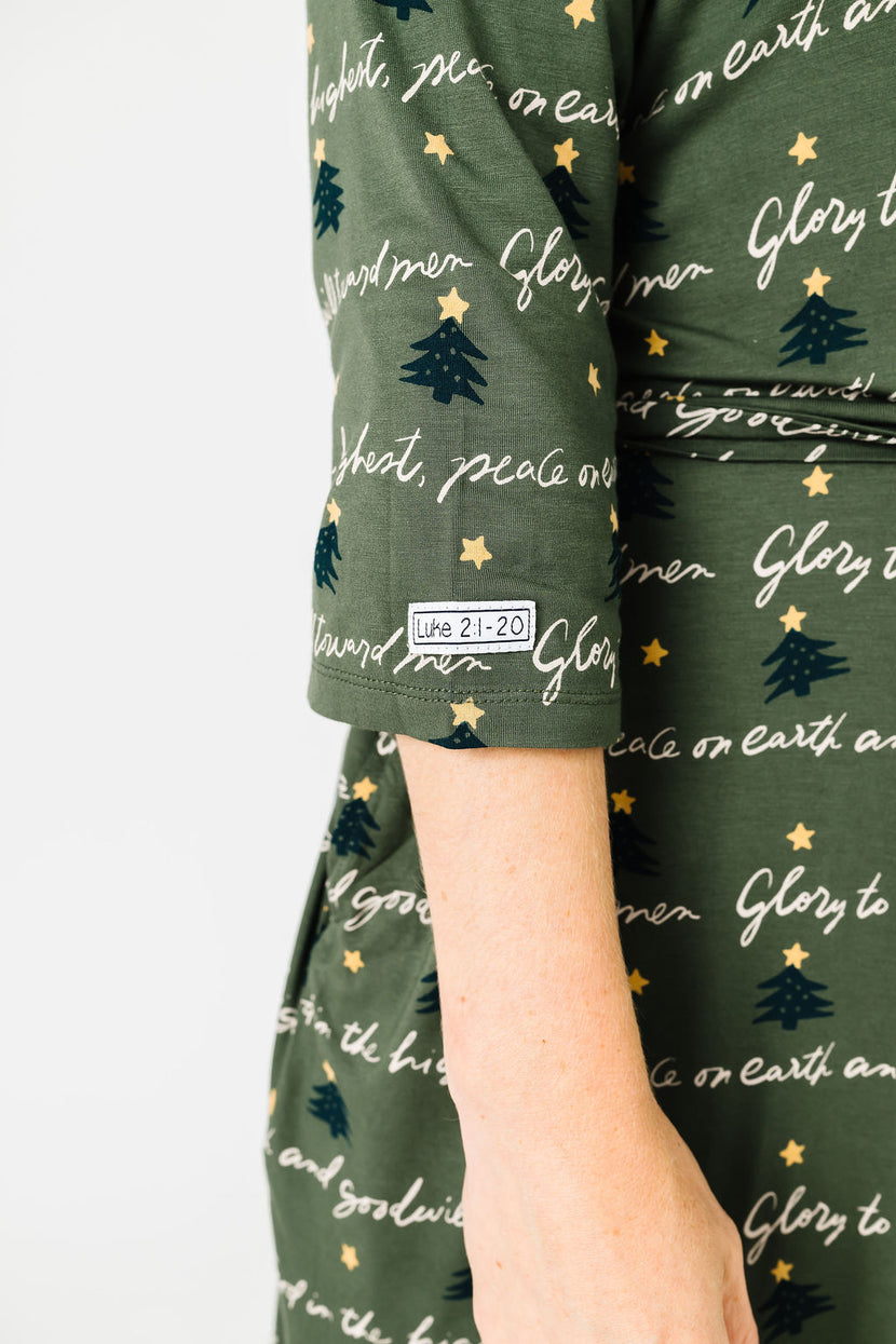 Glory to God Olive PJ Womens Robe Bamboo