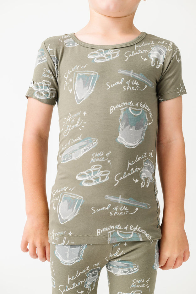 Armor of God Green PJ Short Sleeve Set Bamboo