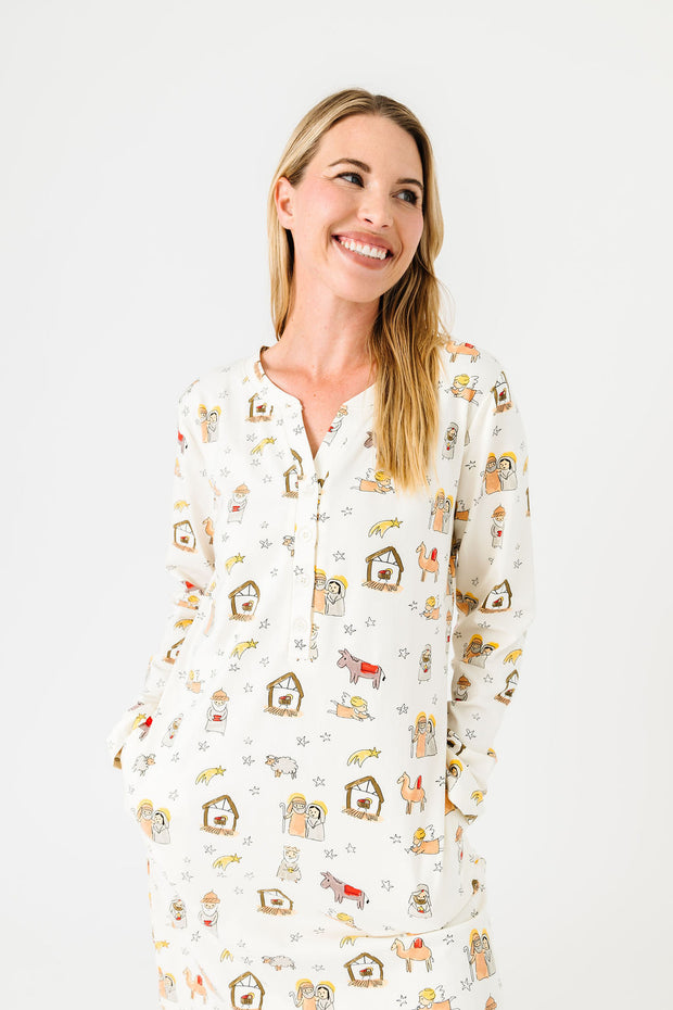 Away in a Manger Womens PJ Nightgown Cotton