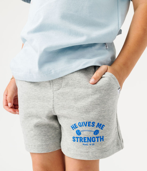 Kids He Gives Me Strength Shorts
