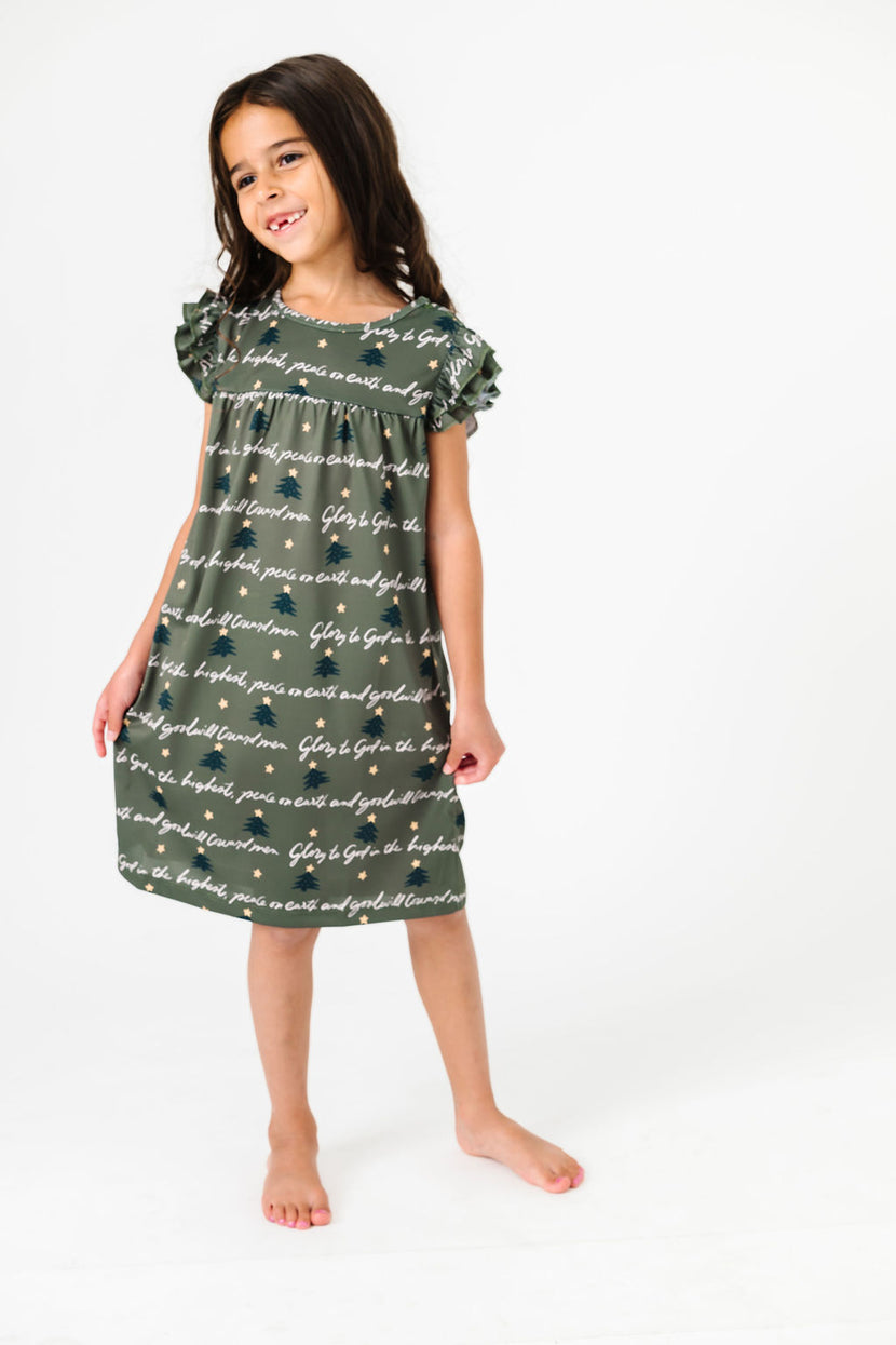 Glory to God Olive Girls Nightgown Polyester