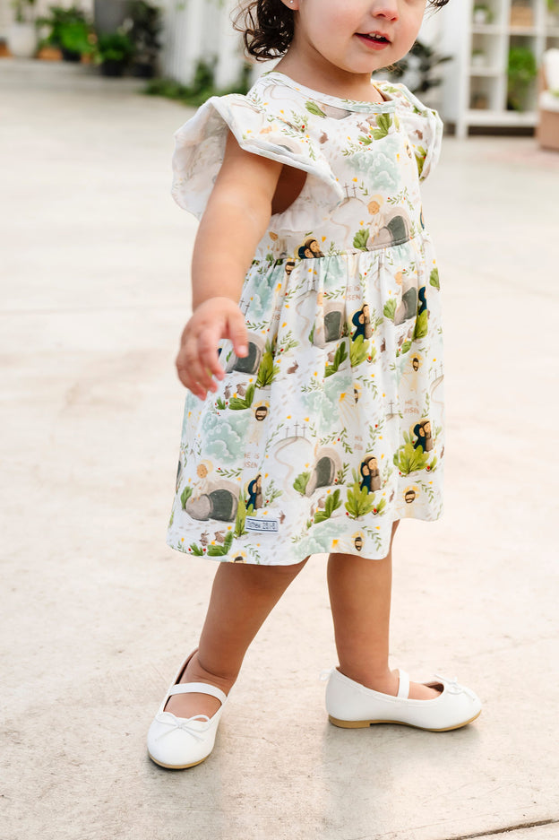 He Is Risen Twirl Dress Bodysuit Cotton | Short Sleeve