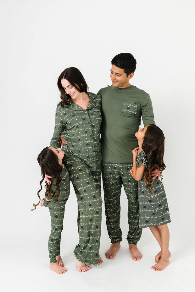 Glory to God Olive PJ Womens Notch Collar Set Bamboo
