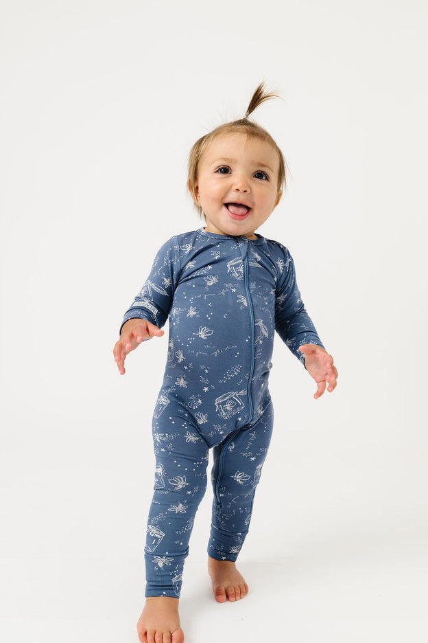 Let Your Light Shine Fireflies PJ Footless Onesie Bamboo