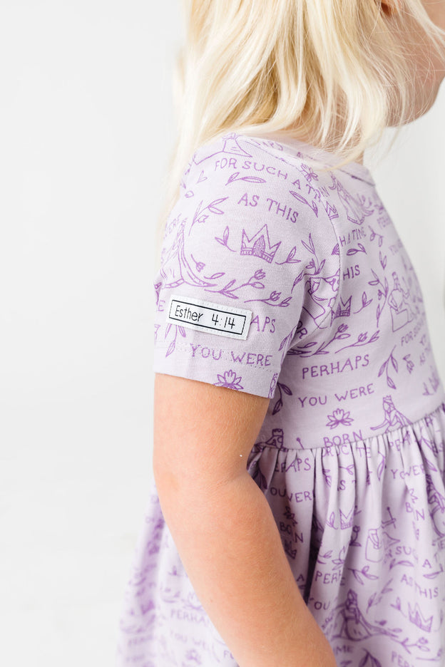 Queen Esther Lavender Twirl Dress Cotton