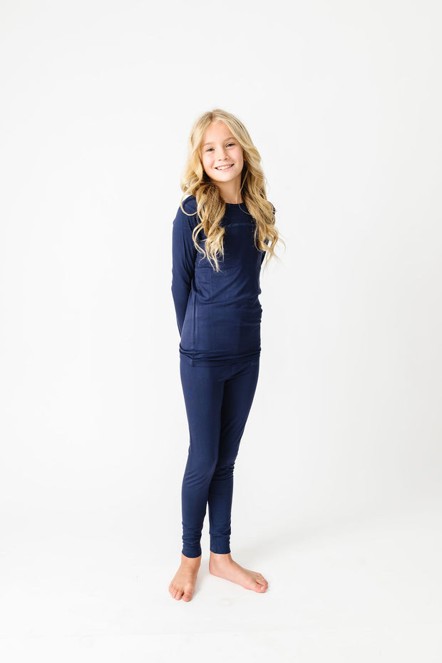 The Lord is My Strength Navy PJ Long Sleeve Set Bamboo