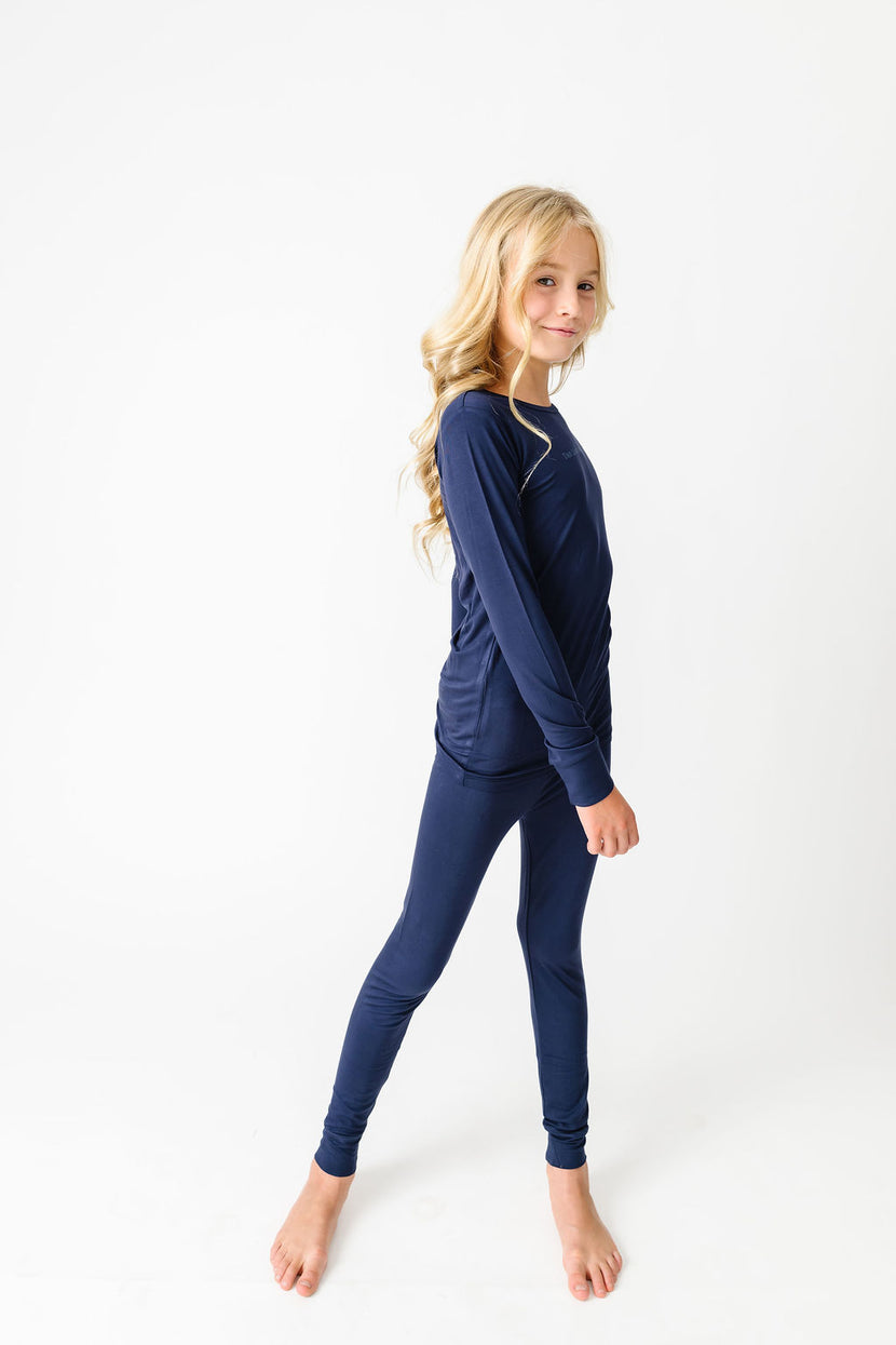 The Lord is My Strength Navy PJ Long Sleeve Set Bamboo