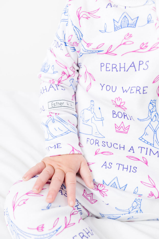 Queen Esther PJ Footed Onesie Cotton